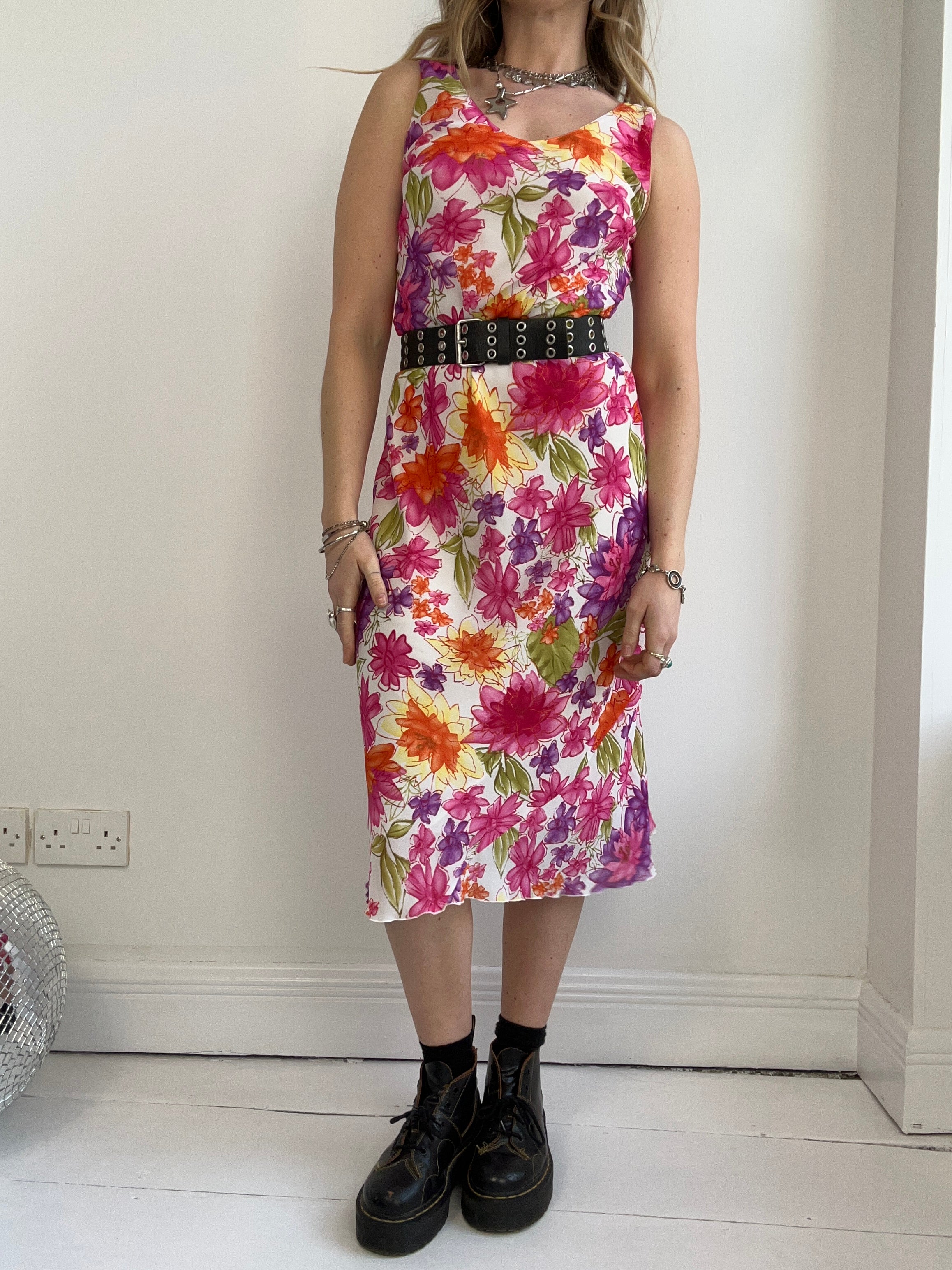 Floral Chiffon Midi Dress Size 10