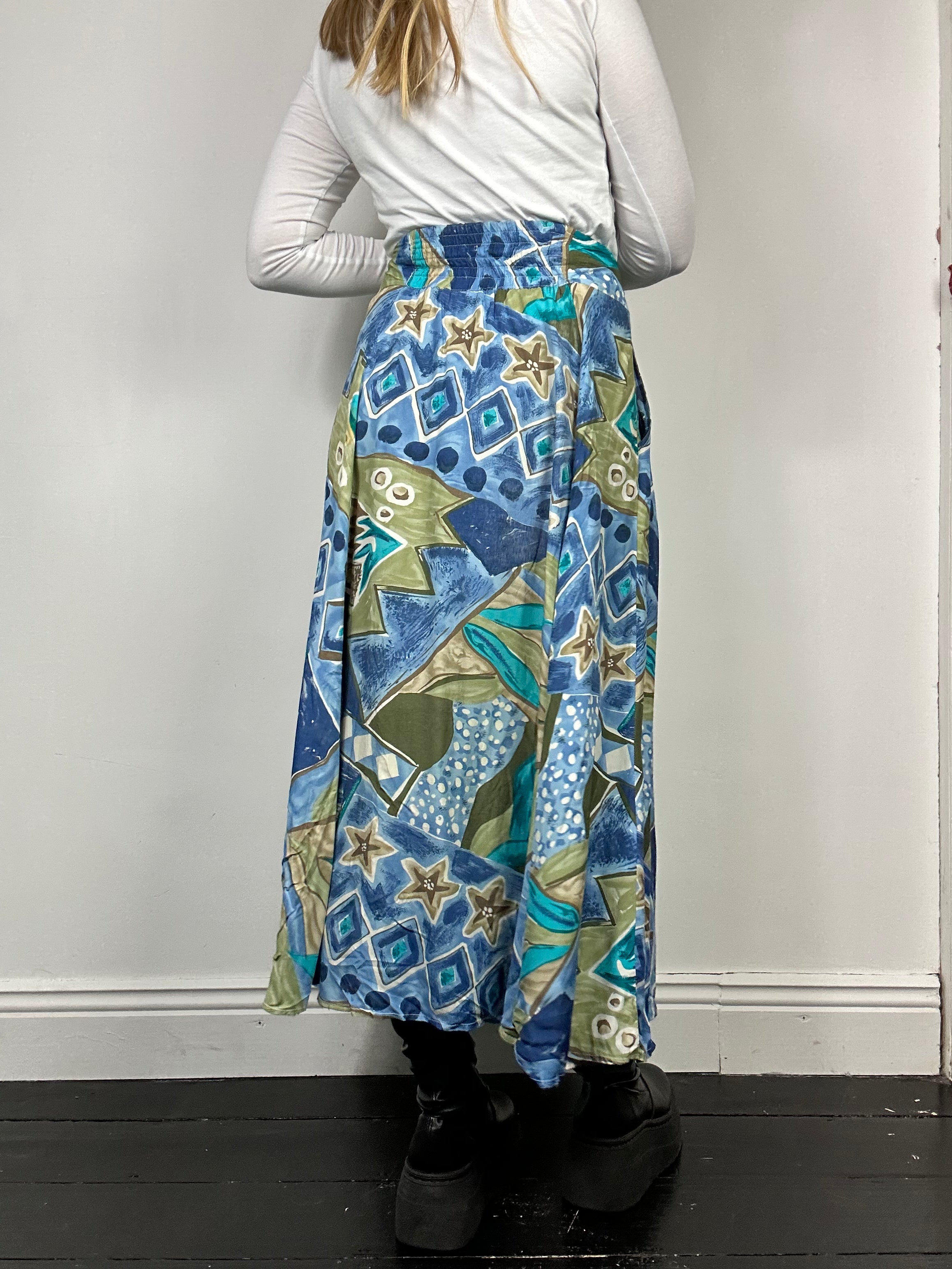 Blue 80's Midi Skirt Size 10