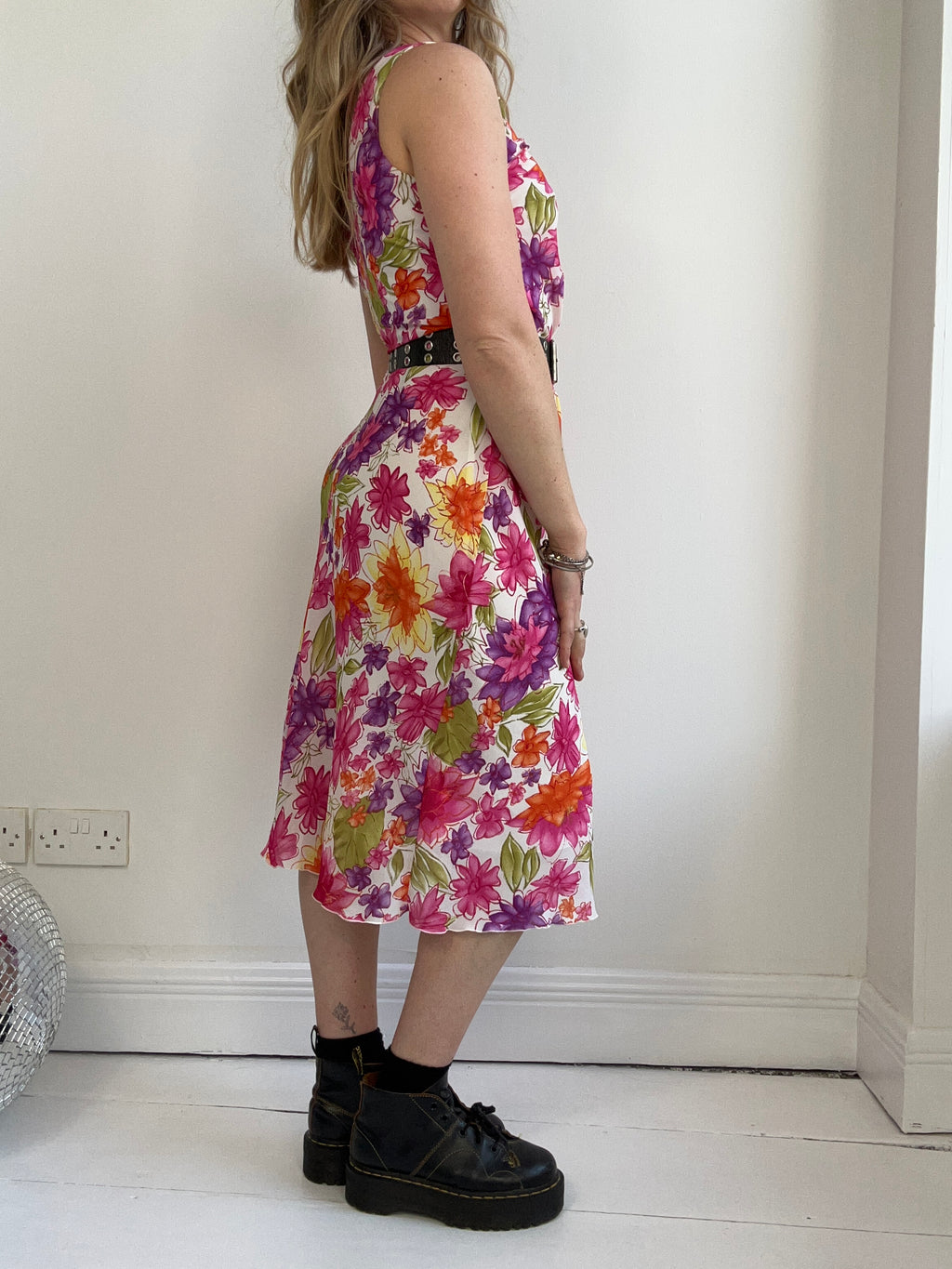 Floral Chiffon Midi Dress Size 10
