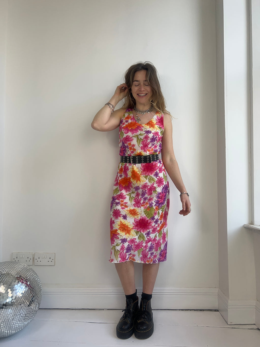 Floral Chiffon Midi Dress Size 10