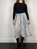 Denim Flroal Striped Midi Skirt Size 10