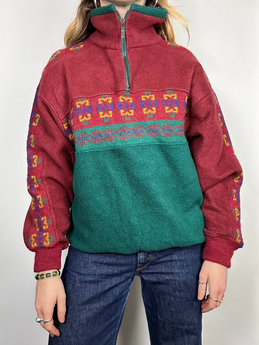 Half Zip Burgundy Fleece Size S