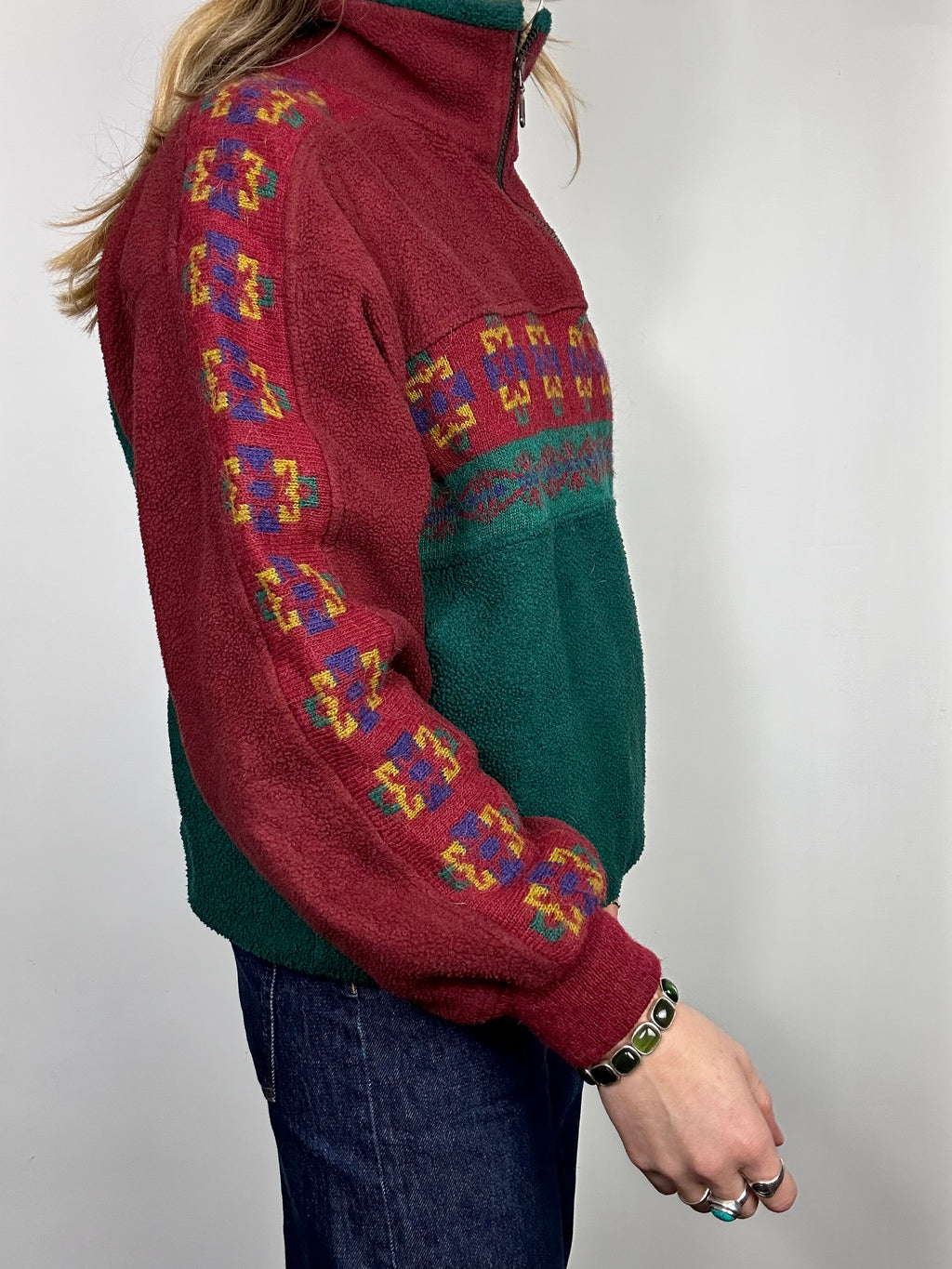 Half Zip Burgundy Fleece Size S