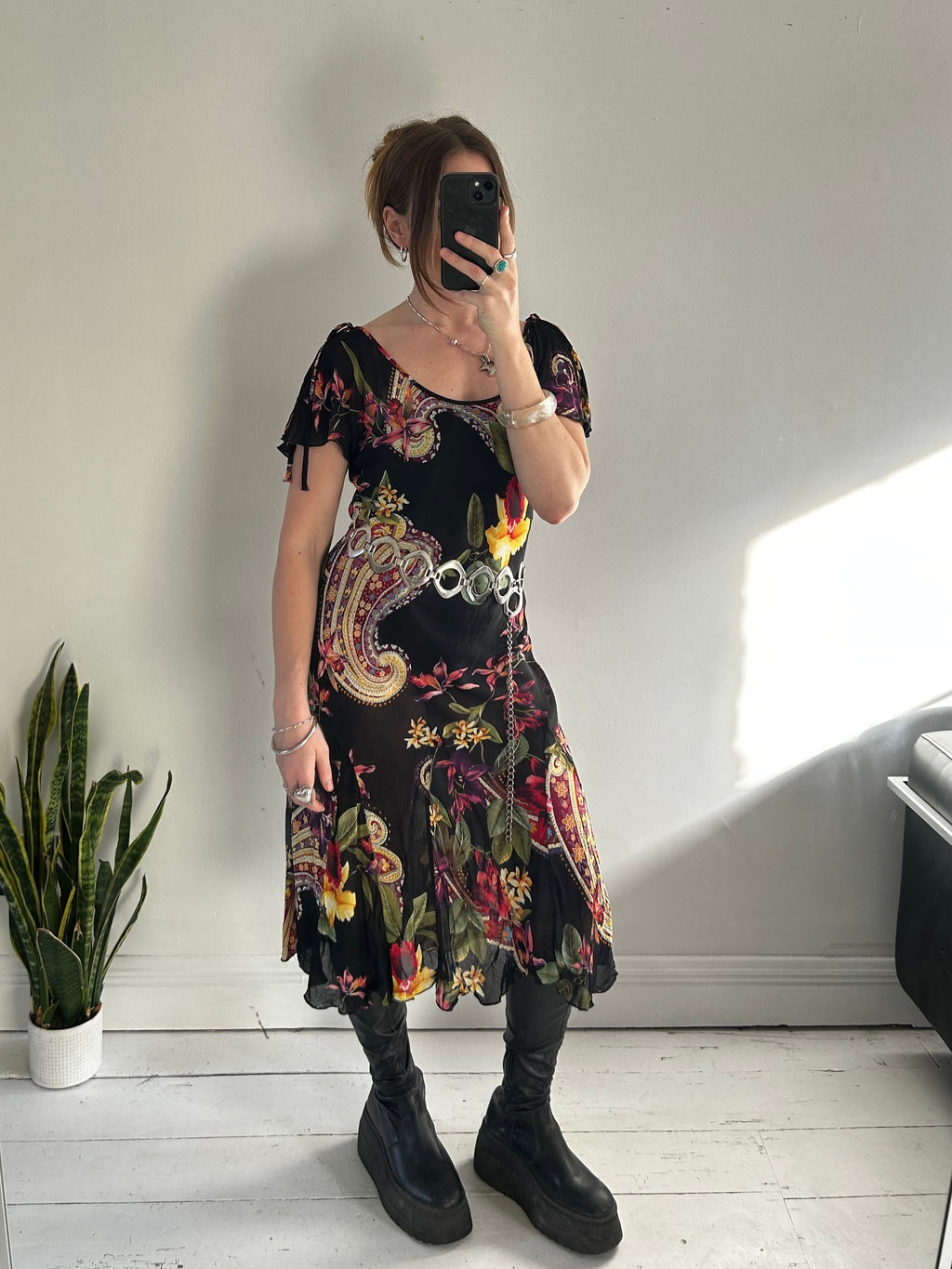 Floral Black y2k Dress Size 10