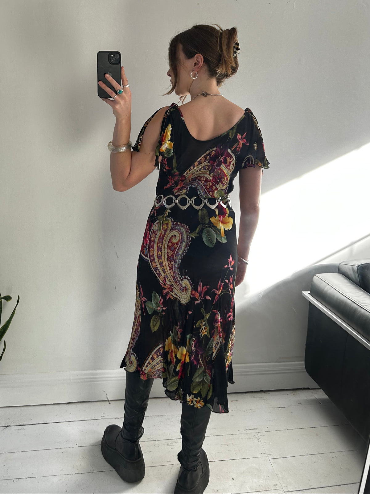 Floral Black y2k Dress Size 10