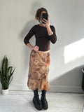 Brown Ruffle Chiffon midi Skirt Size 10