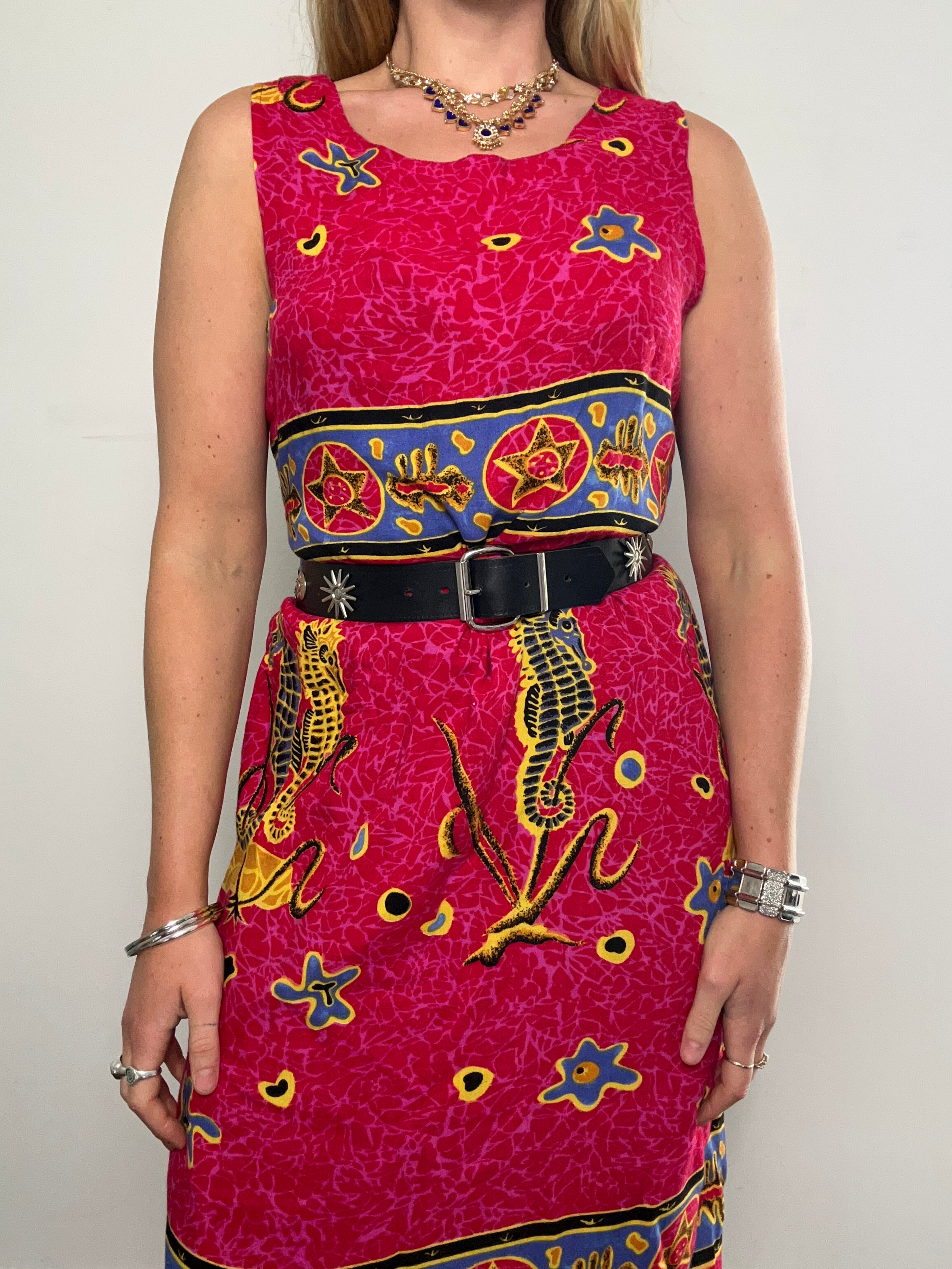 90's Sea Horse Midi Dress Size 12