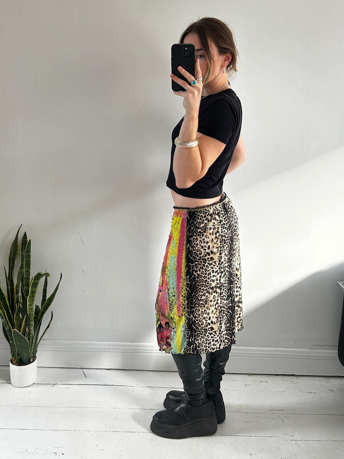 Mesh Chiffon Sequin Animal Print Skirt Size 12/14