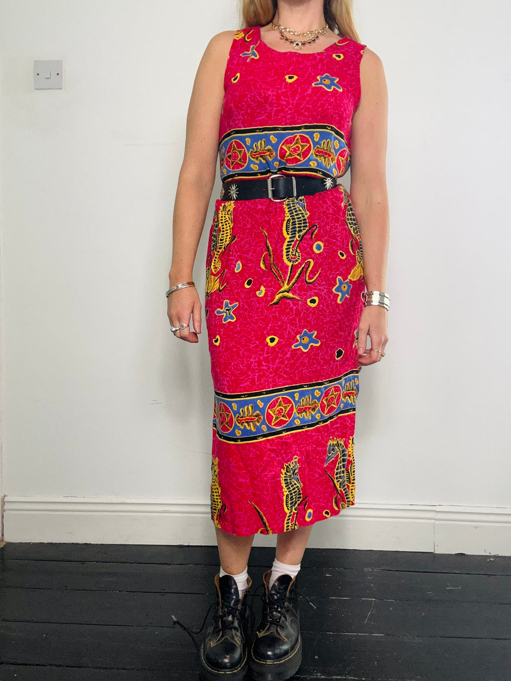 90's Sea Horse Midi Dress Size 12