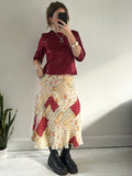 Patchwork Print Midi Skirt Size 14