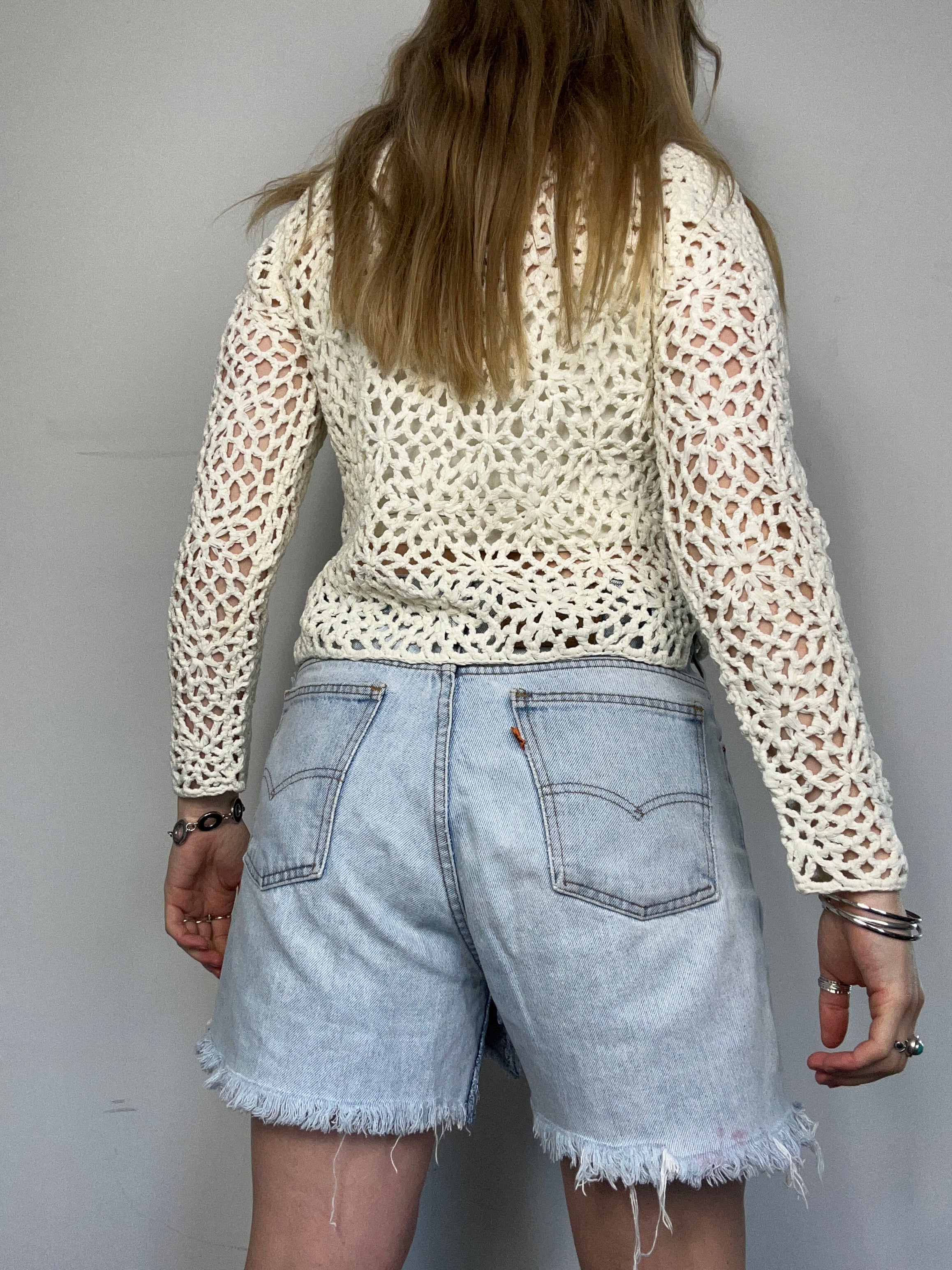 Crochet Cropped Sweater Size 10