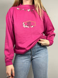 90's Pink Dog And Rose Sweater Size S