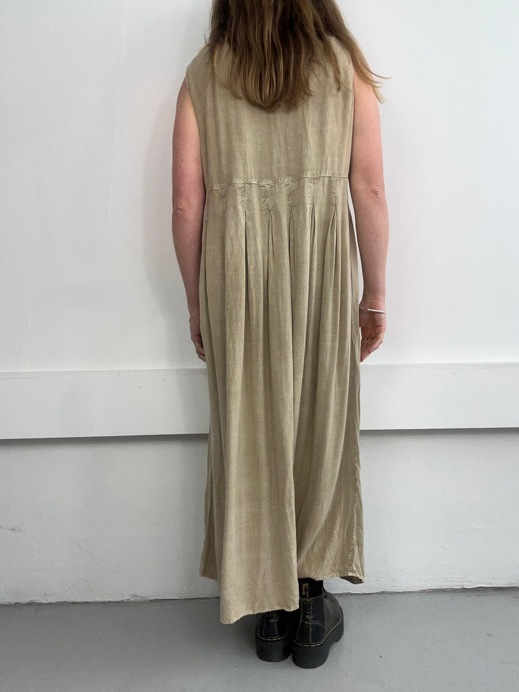 Beige Embroidered 90's Maxi Dress size 14