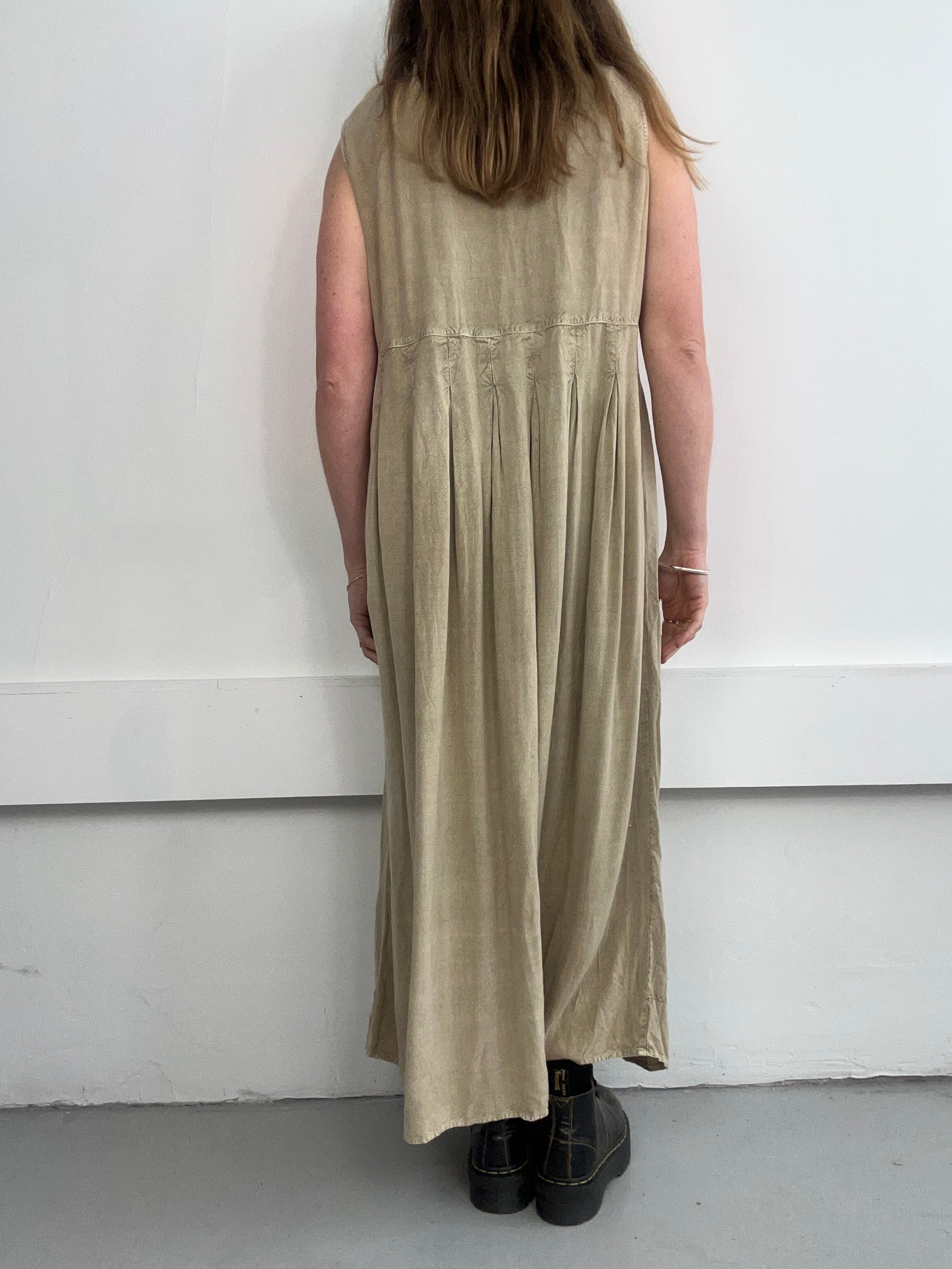 Beige Embroidered 90's Maxi Dress size 14
