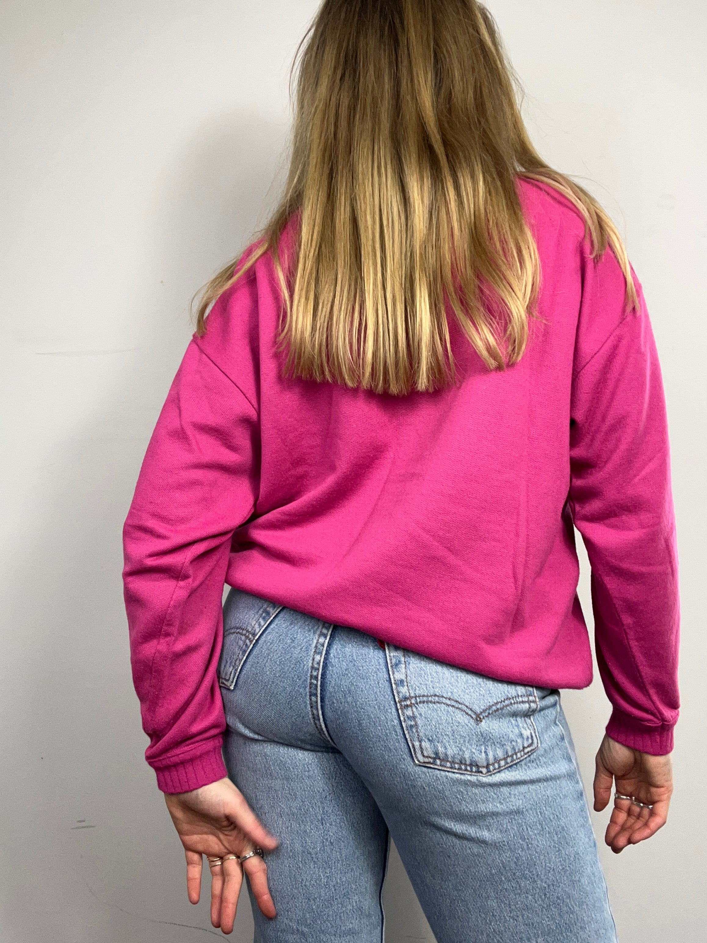 90's Pink Dog And Rose Sweater Size S