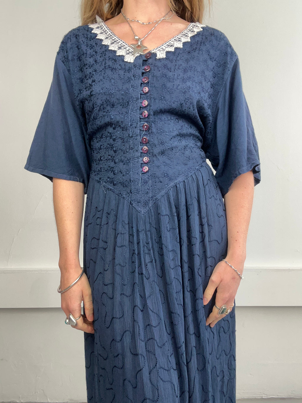 Navy Midi Dress 90's Size 14