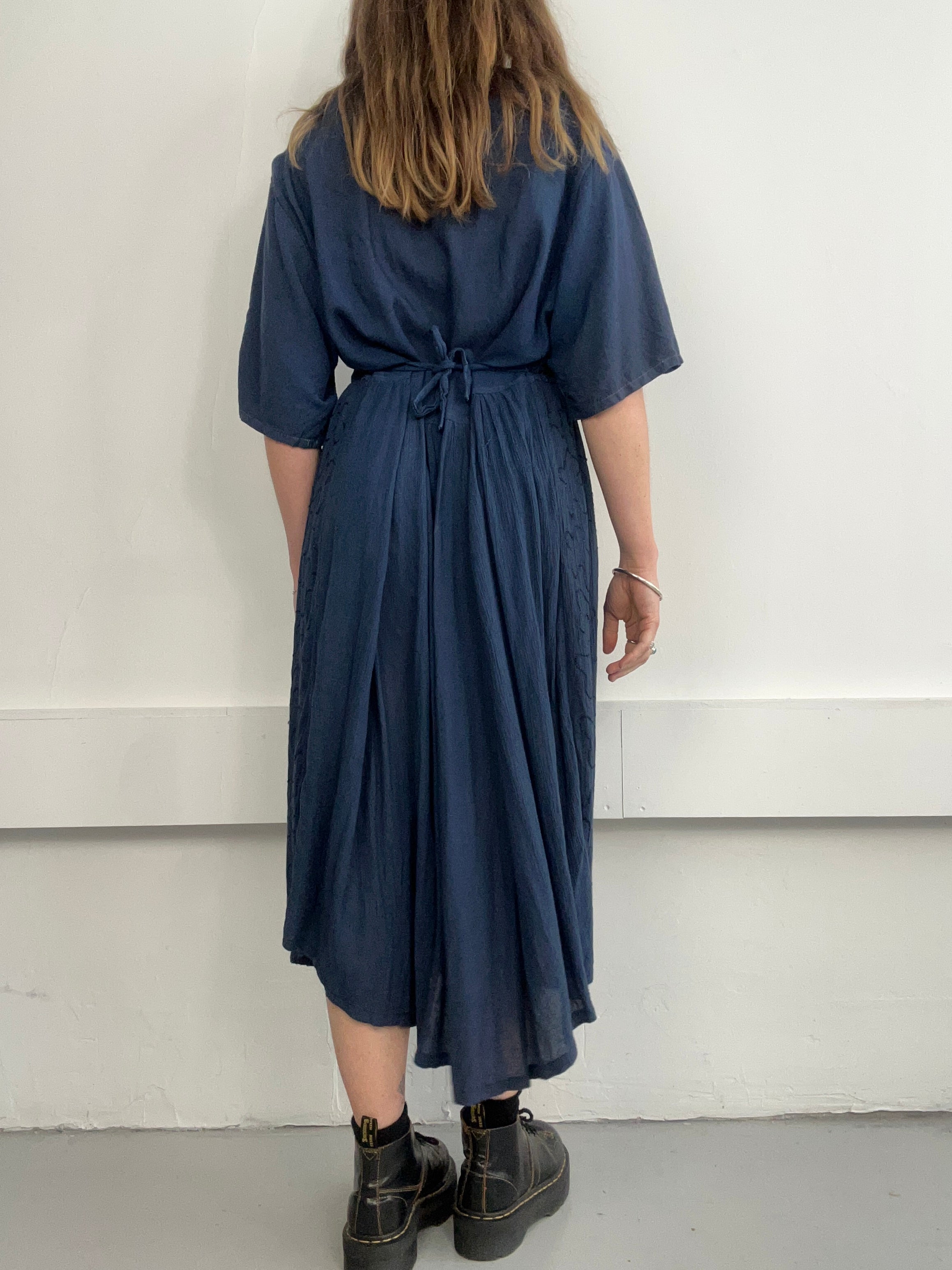 Navy Midi Dress 90's Size 14