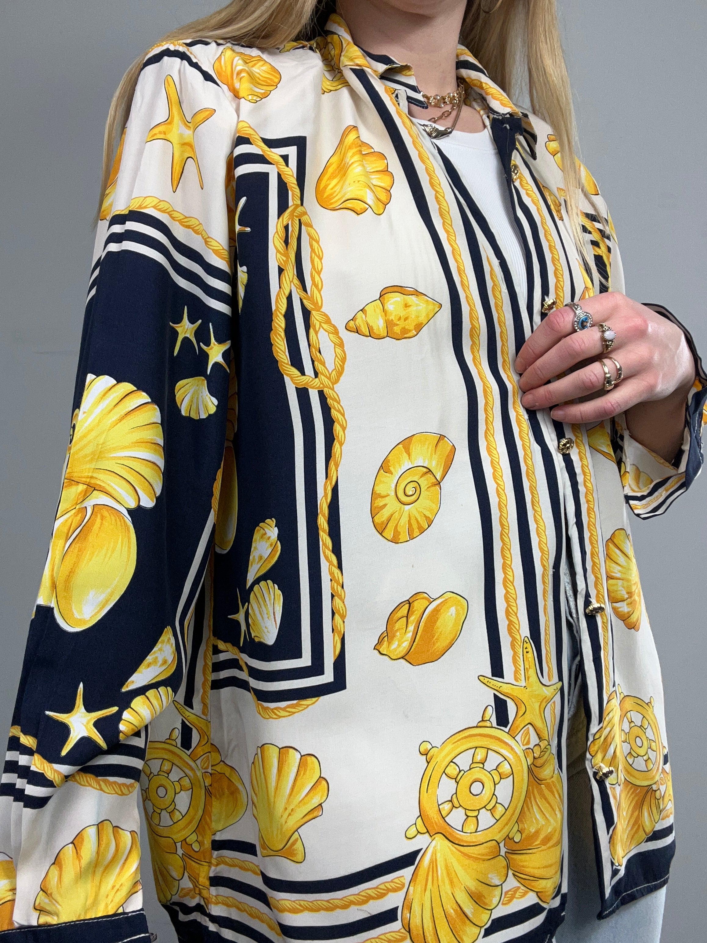 Shell Print Silky Shirt Size 12