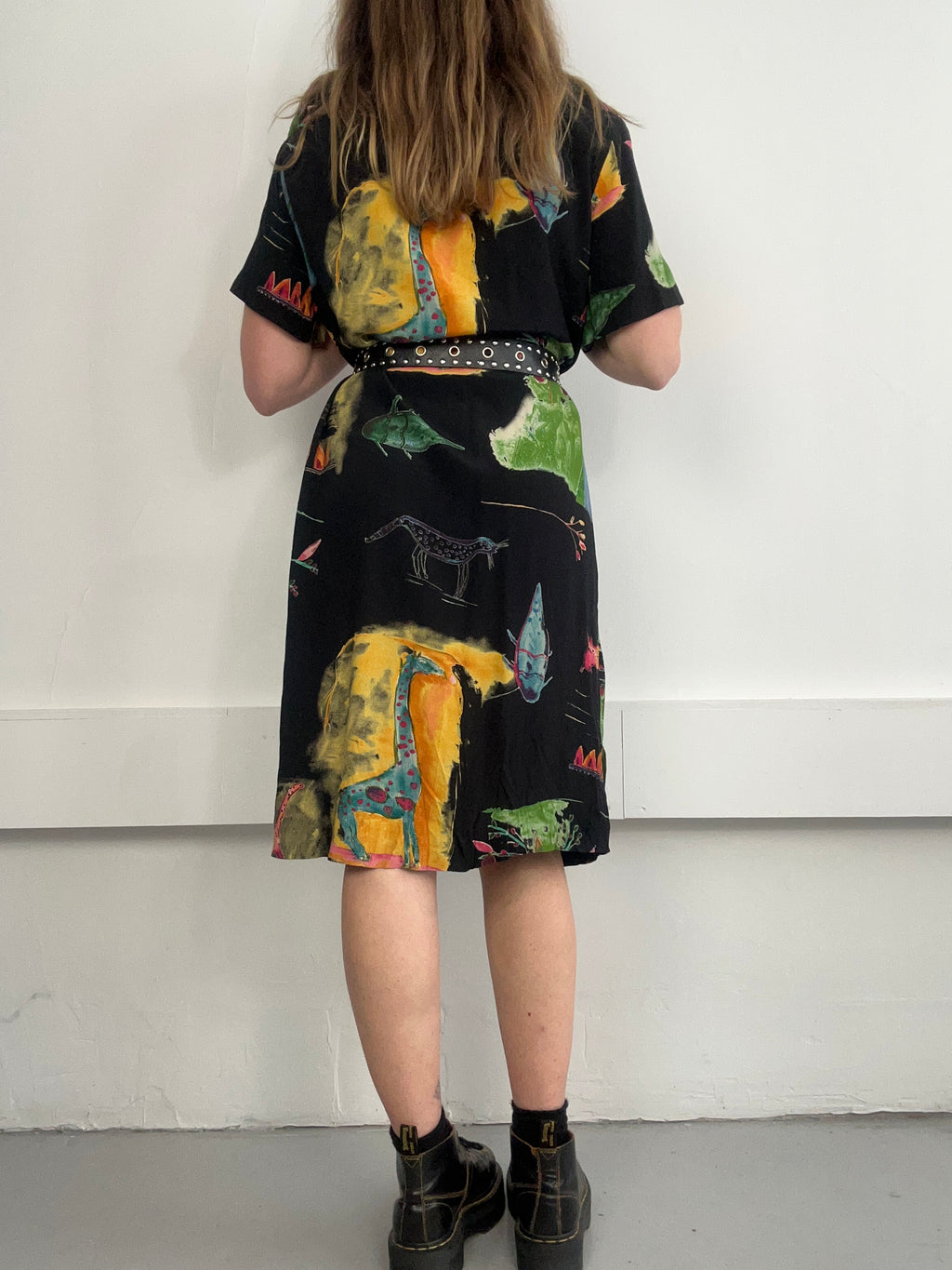 Animal Print Midi Dress 80's Size 14