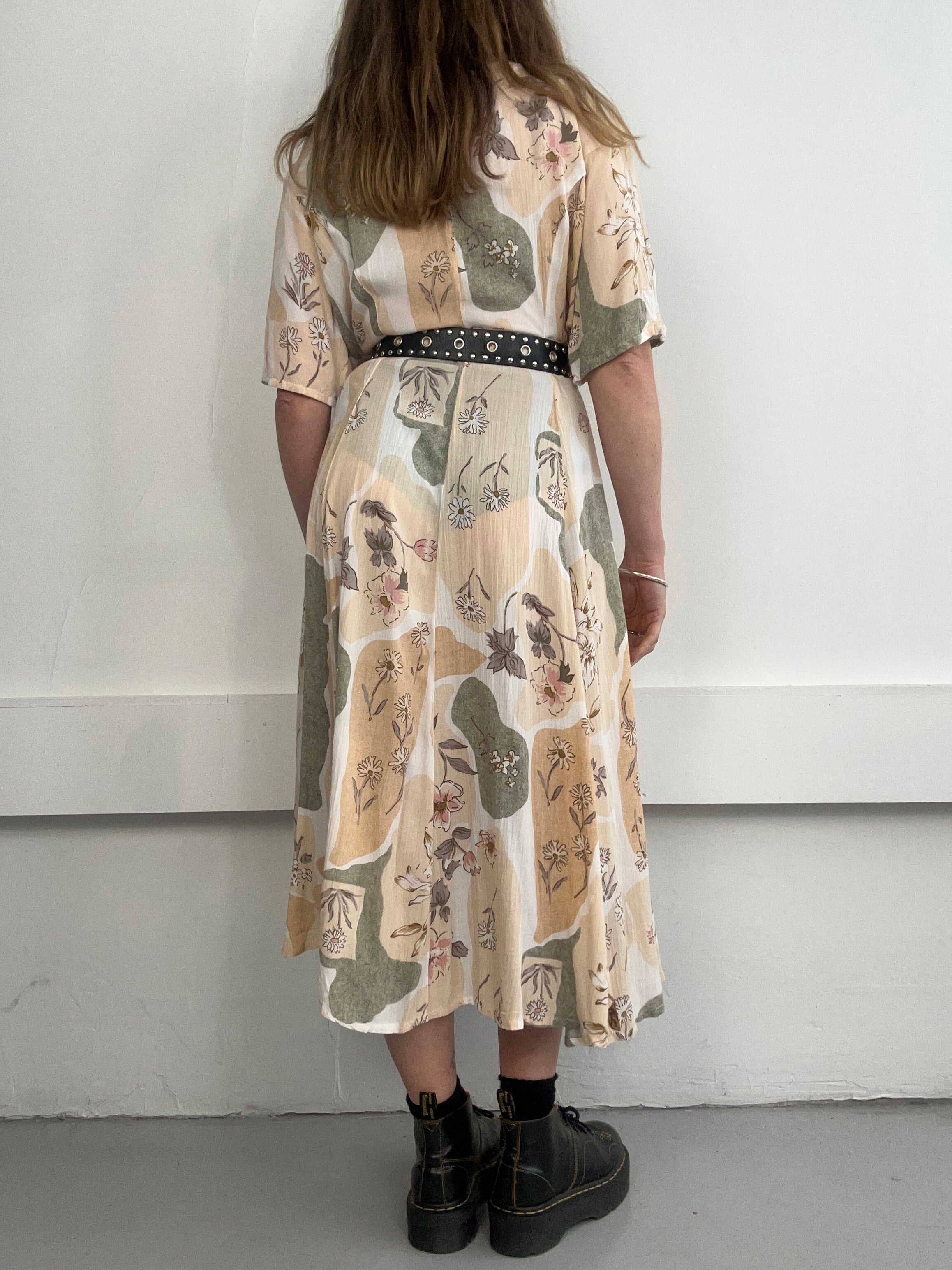 90s Cream Floral Dress Size 12