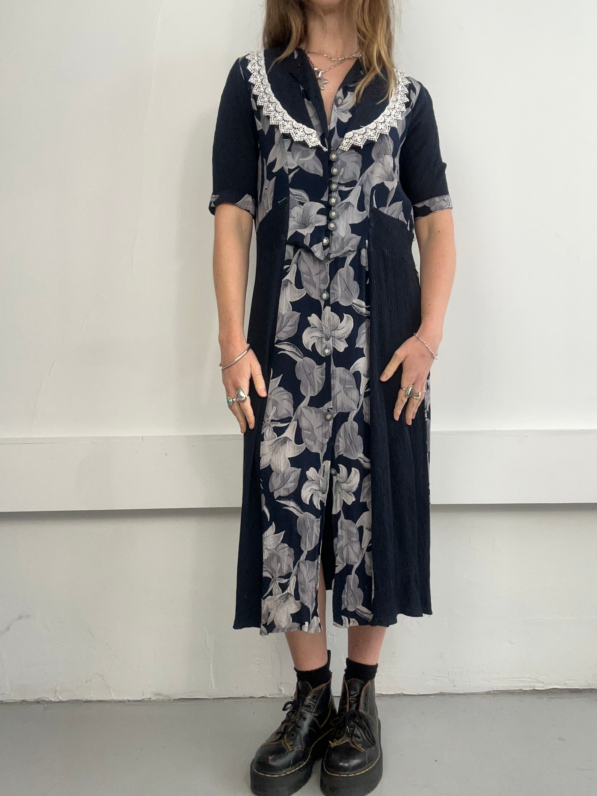 Navy Large Collar Dress Size 12