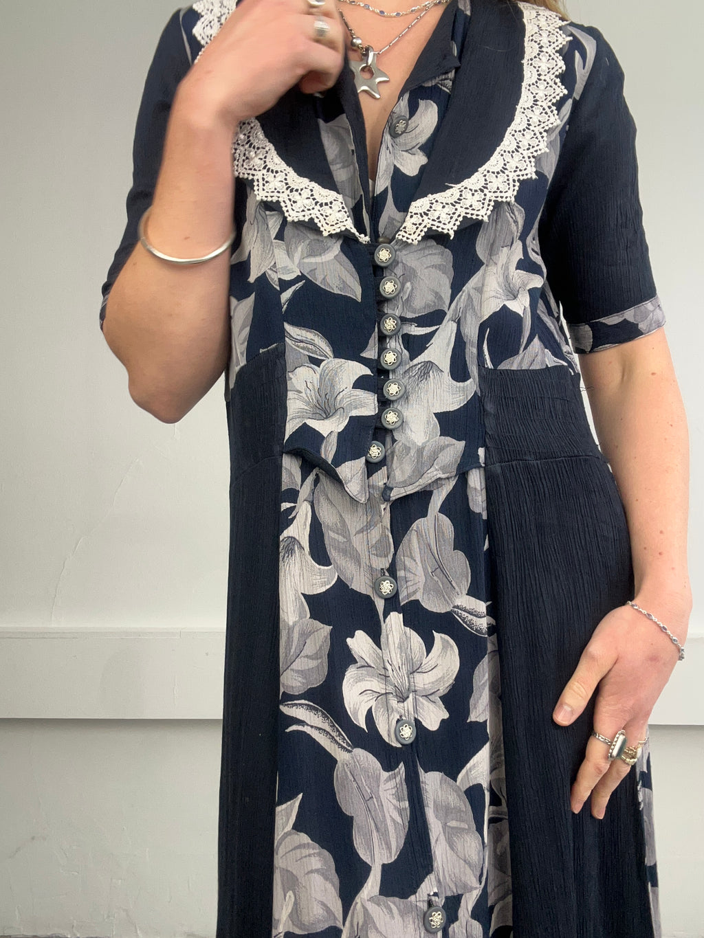 Navy Large Collar Dress Size 12
