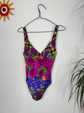 80's Tartan Floral Swimsuit Size 10