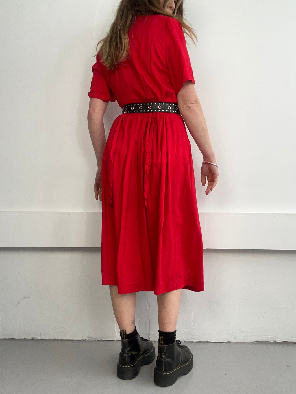 Red 80'S Midi Dress Size 12