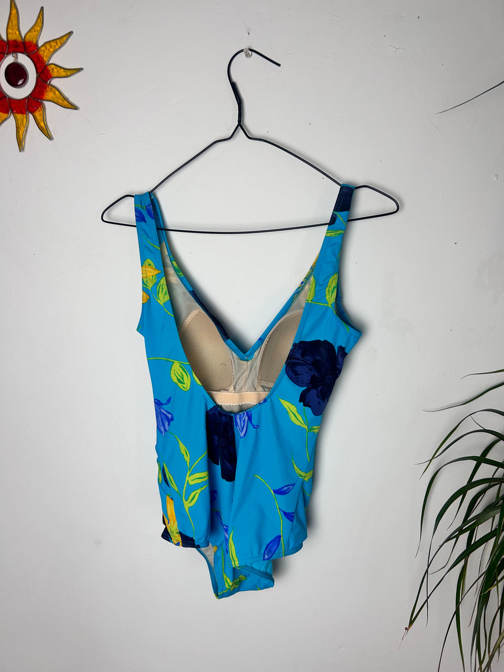 Blue Floral Swimsuit Size 14
