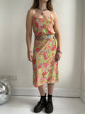 Floral Lime Green Slip Dress Size 10