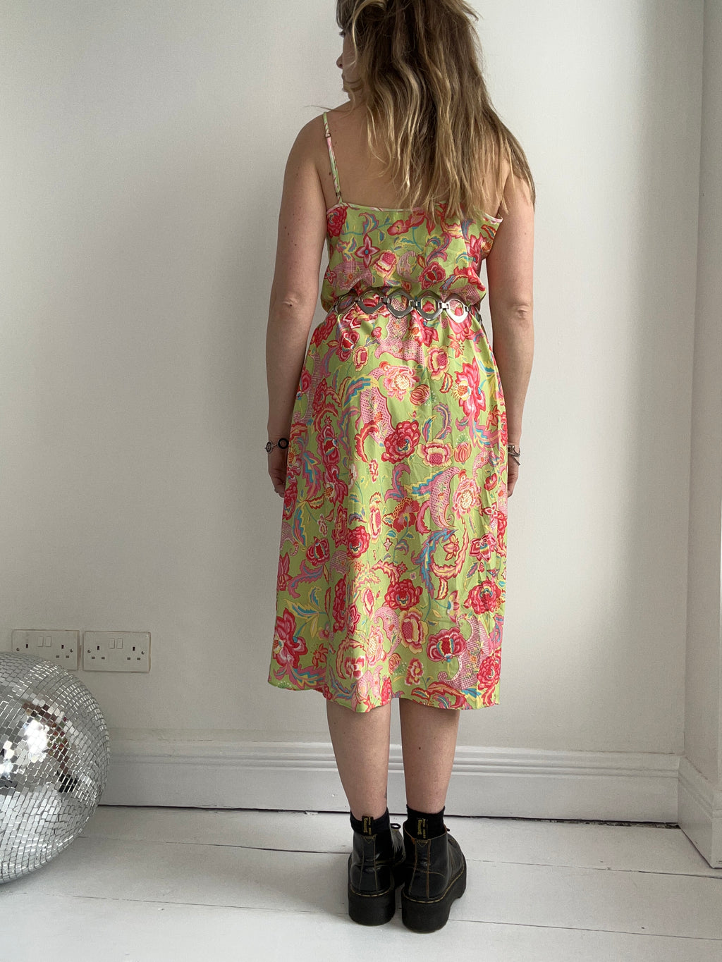 Floral Lime Green Slip Dress Size 10