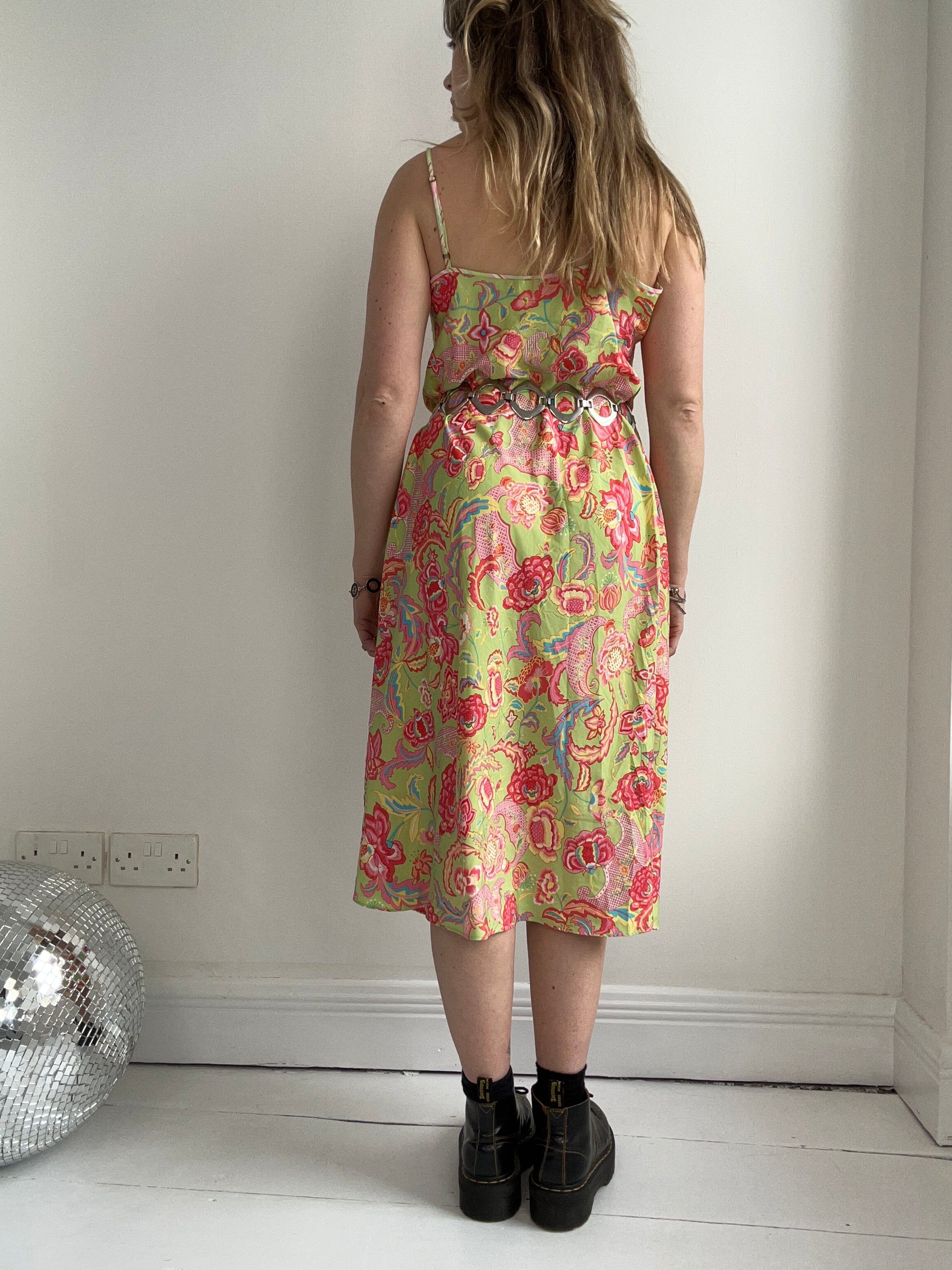 Floral Lime Green Slip Dress Size 10