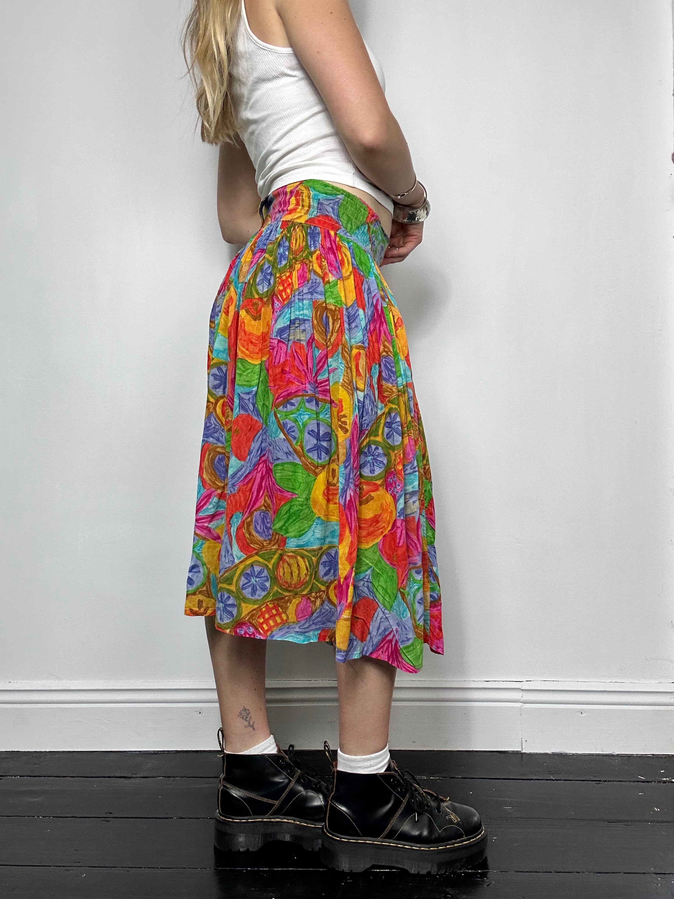 80's Colourful midi Skirt Size 10