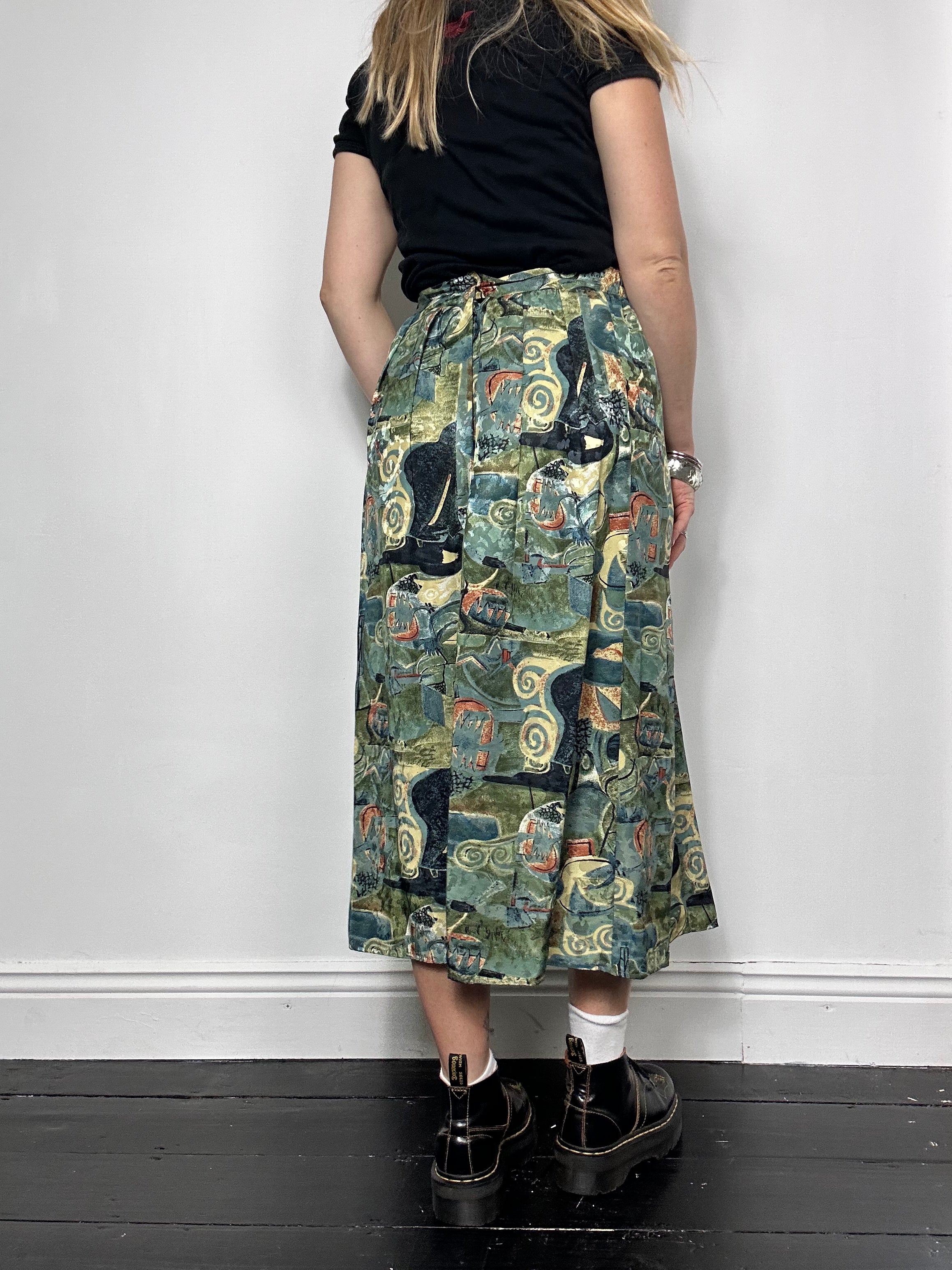 Green Silky Midi Skirt Size 10