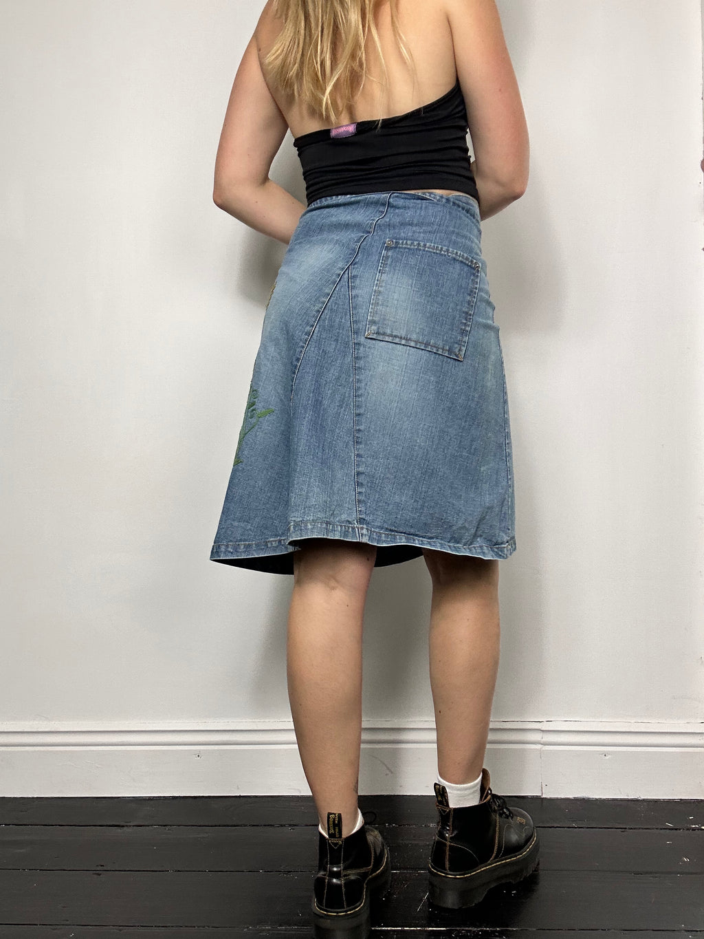 Denim Embroidered Skirt Size 8