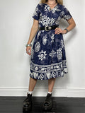 Navy geo print Midi Dress Size 10