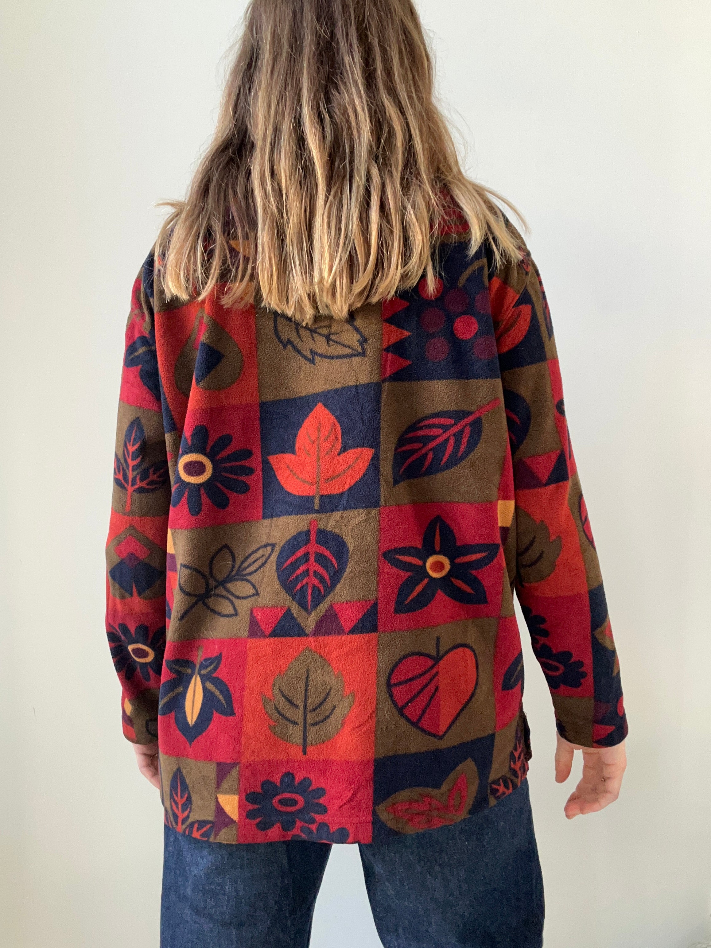 Half Zip Floral Fleece Size S