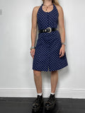 Navy Polkadot Midi Dress Size 8