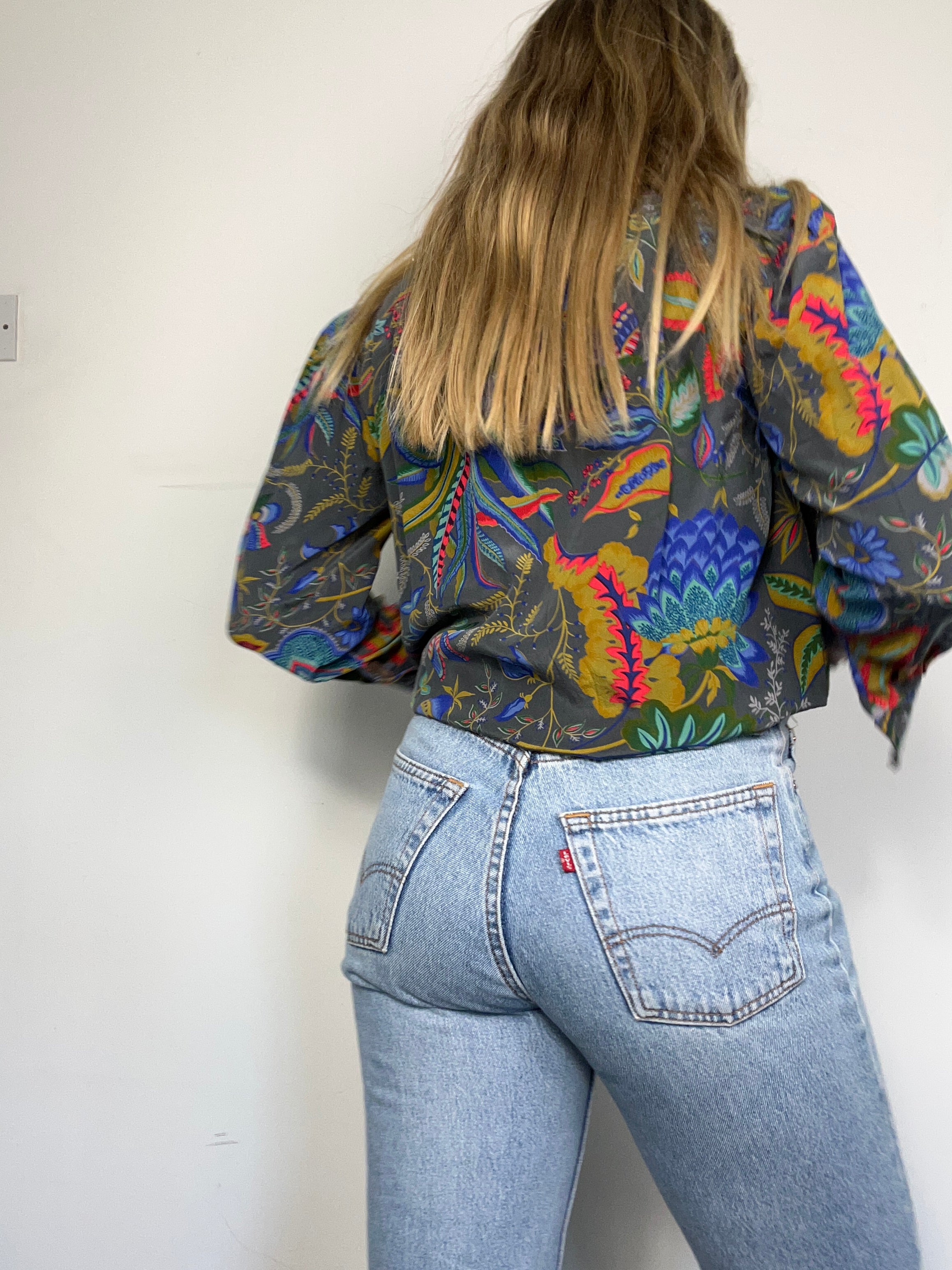 Silky Grey 80's Shirt Size 10