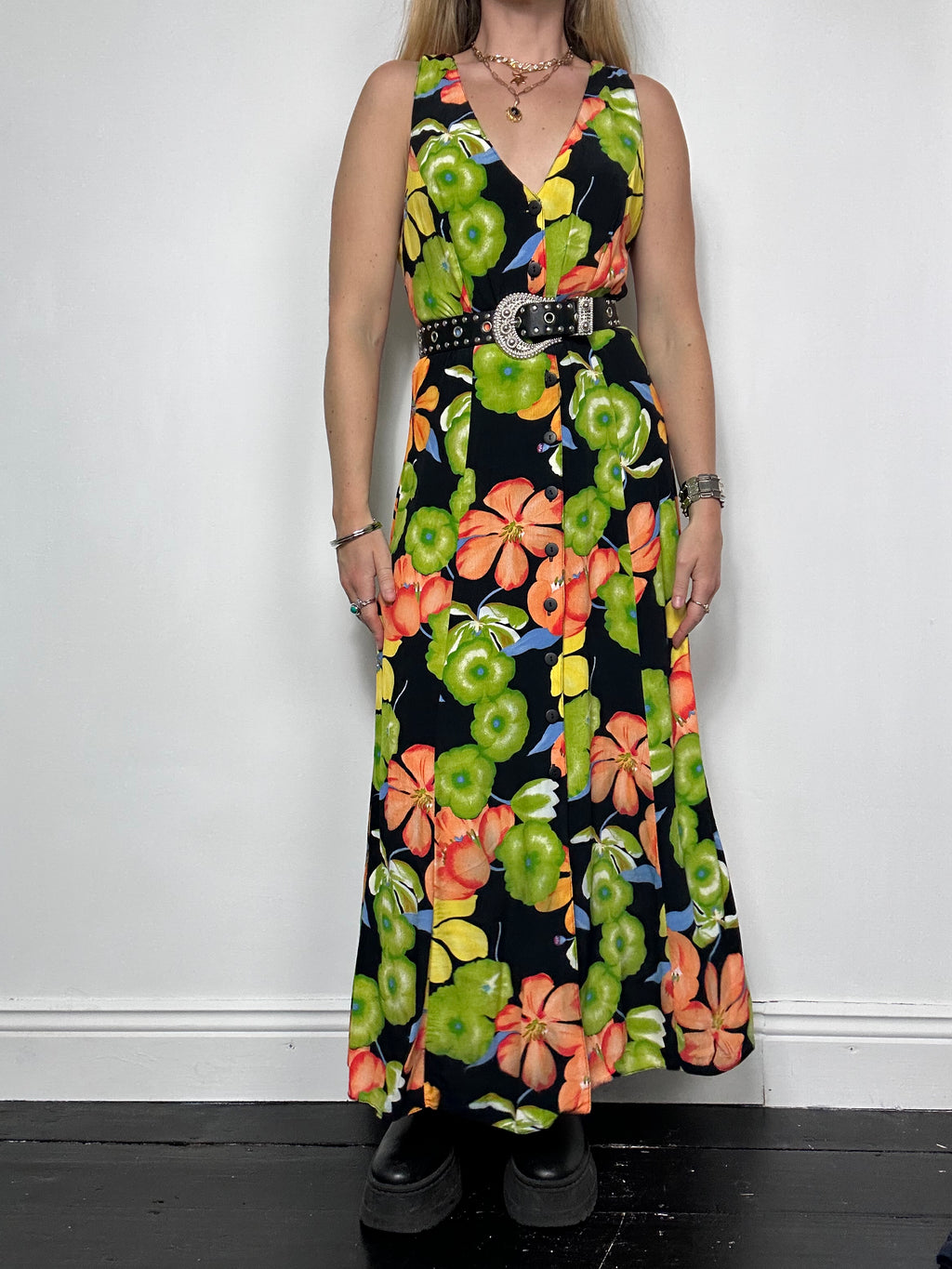 Floral 90's Midi Dress Size 10