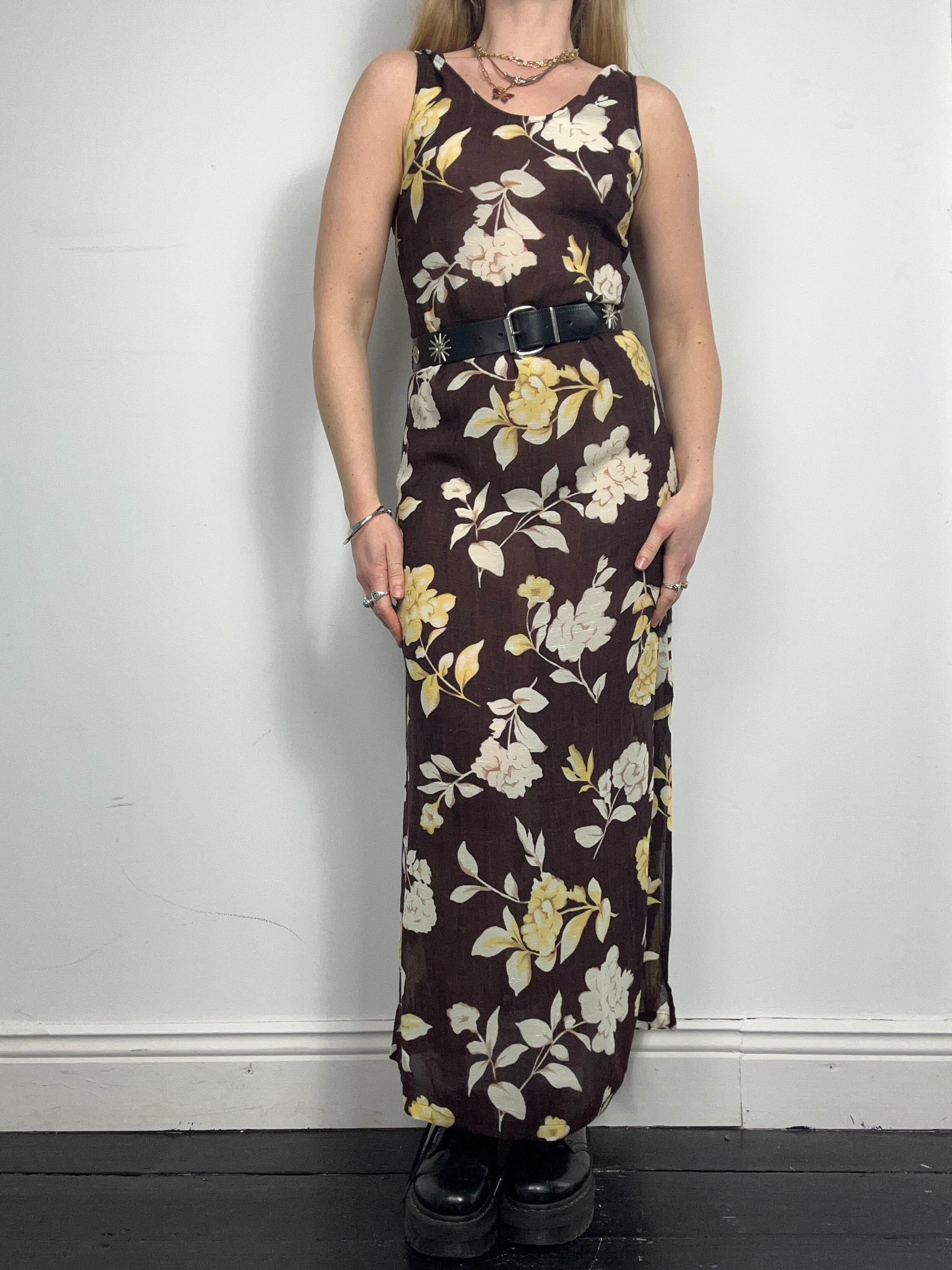 Brown Backless Maxi Dress Size 8