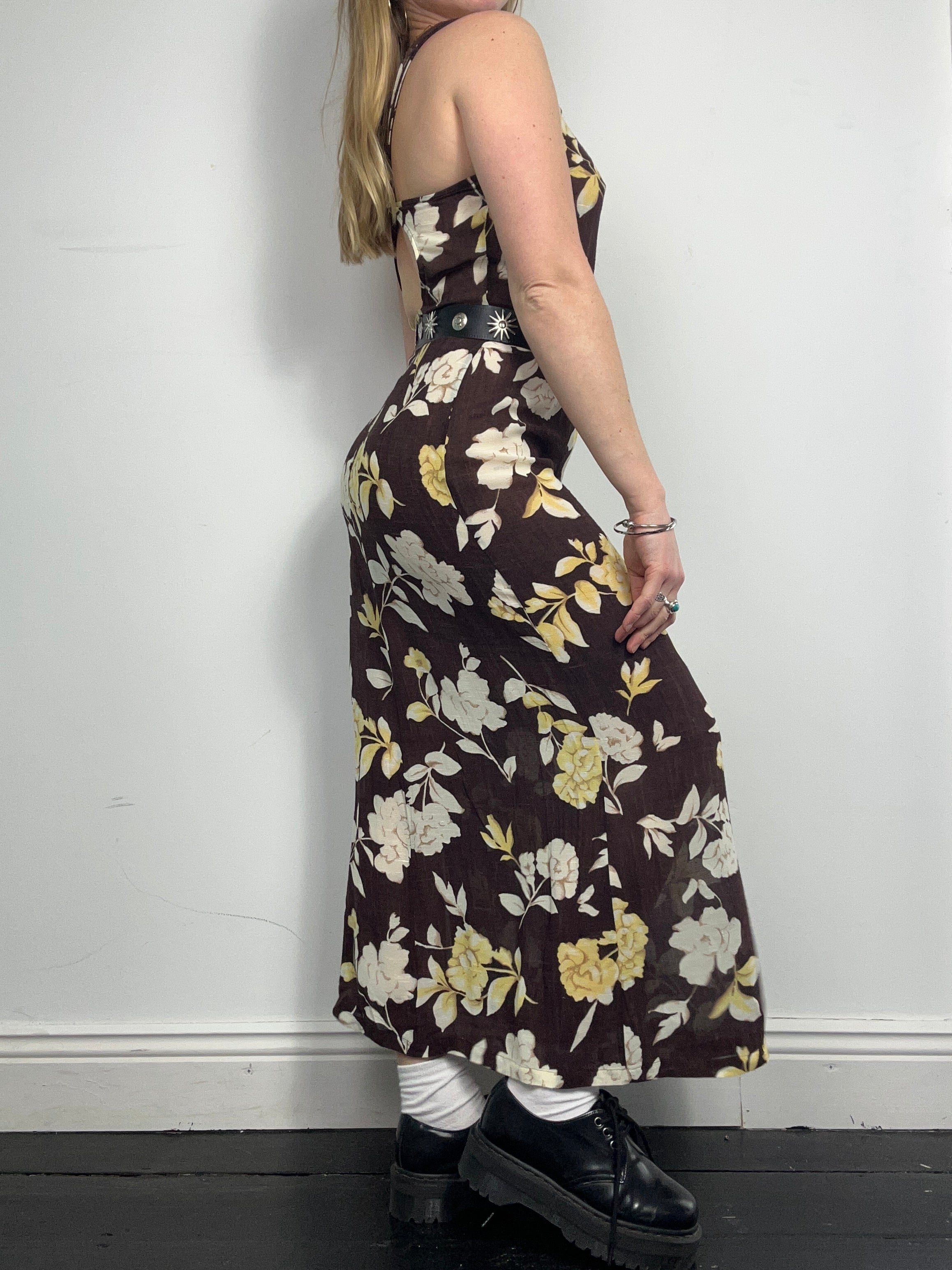 Brown Backless Maxi Dress Size 8