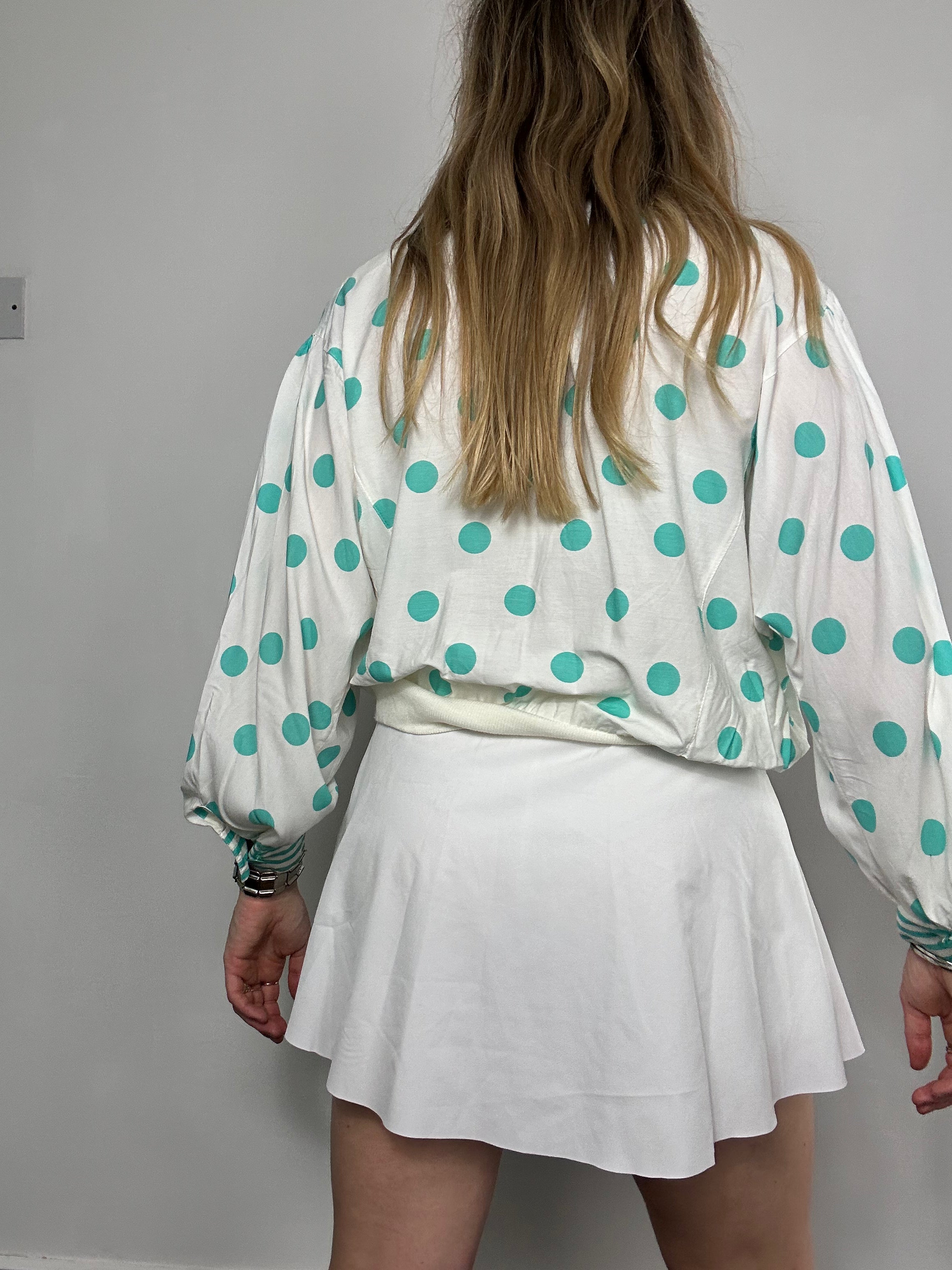 Polkadot White And Blue Shirt Size 10