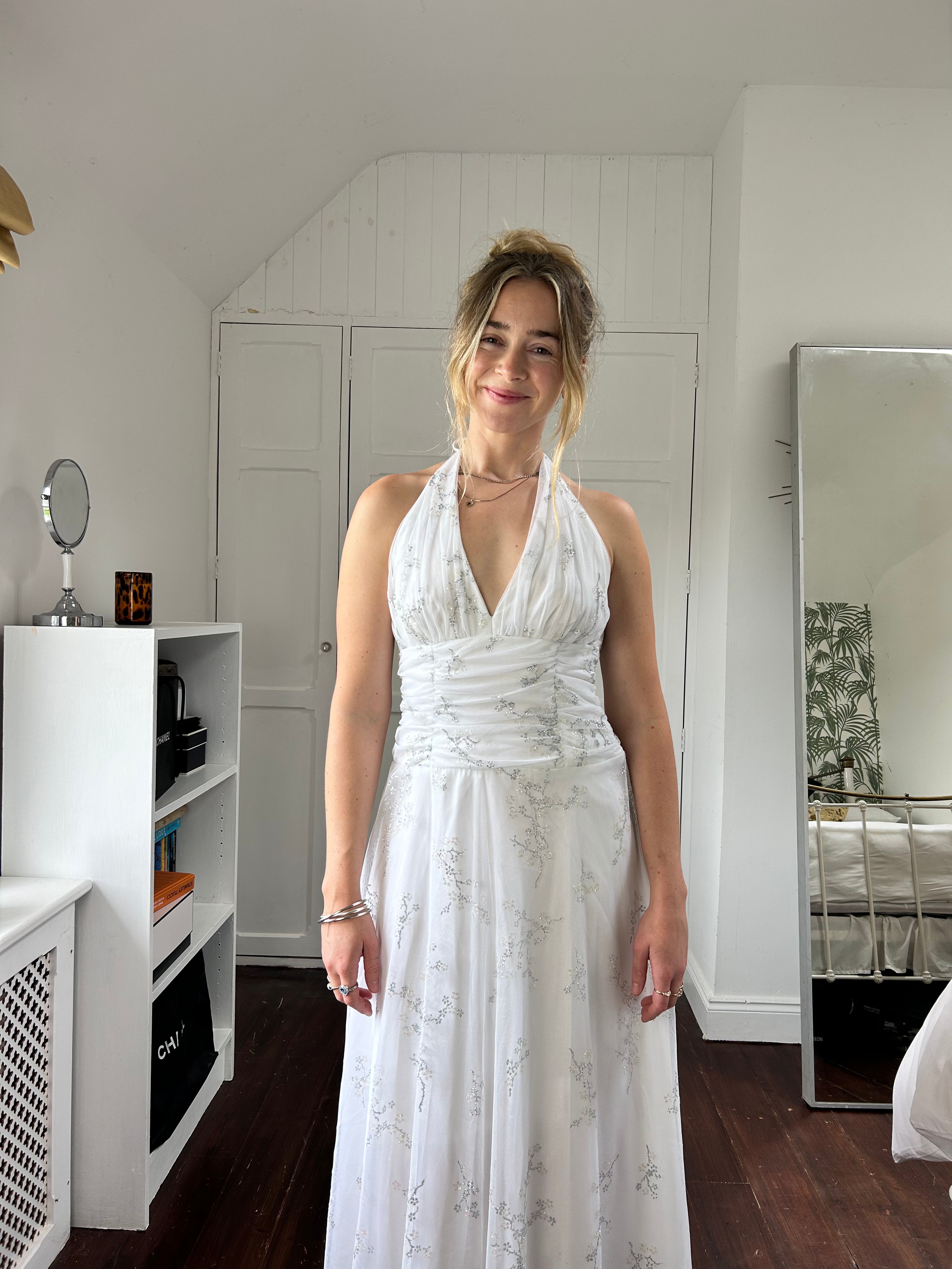 1990's Halter White Dress size 8