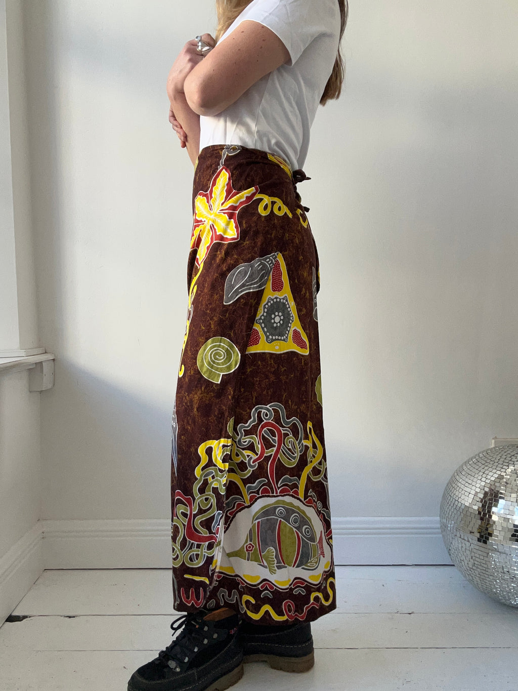 Brown Wrap Skirt 90's Size 6-14