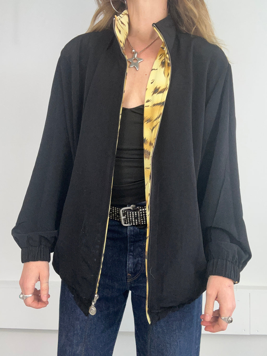 Tiger Print 80's Reversible Jacket Size M