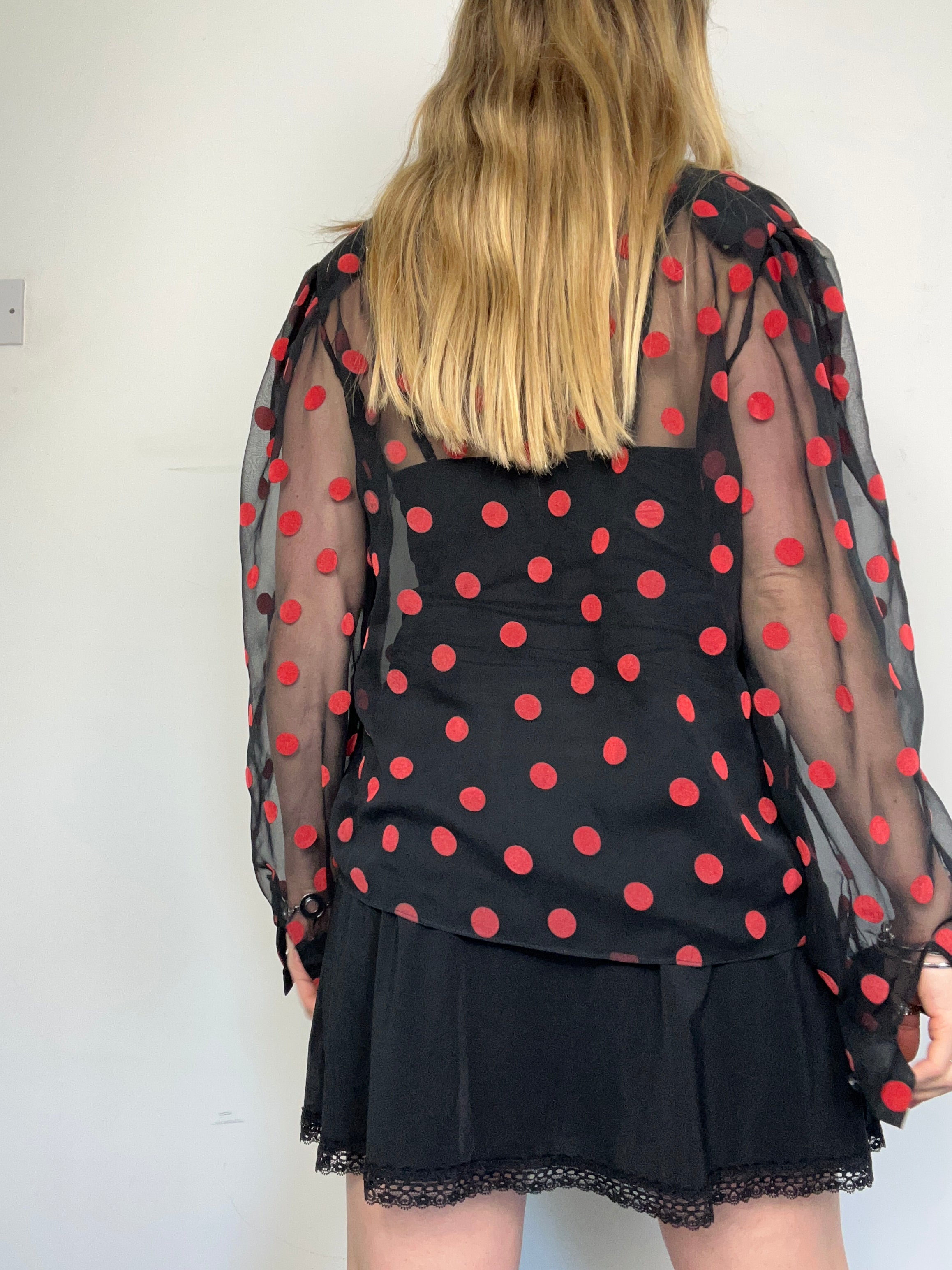 Polkadot Cowel Neck Sheer Shirt Size 12