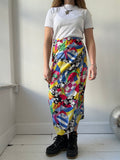 80's Geo Print Maxi Wrap Skirt size 6-12