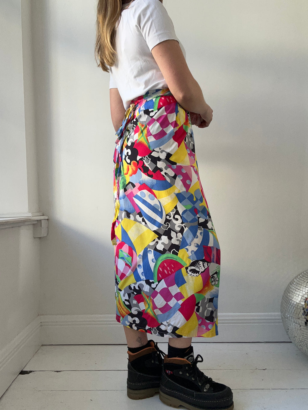 80's Geo Print Maxi Wrap Skirt size 6-12