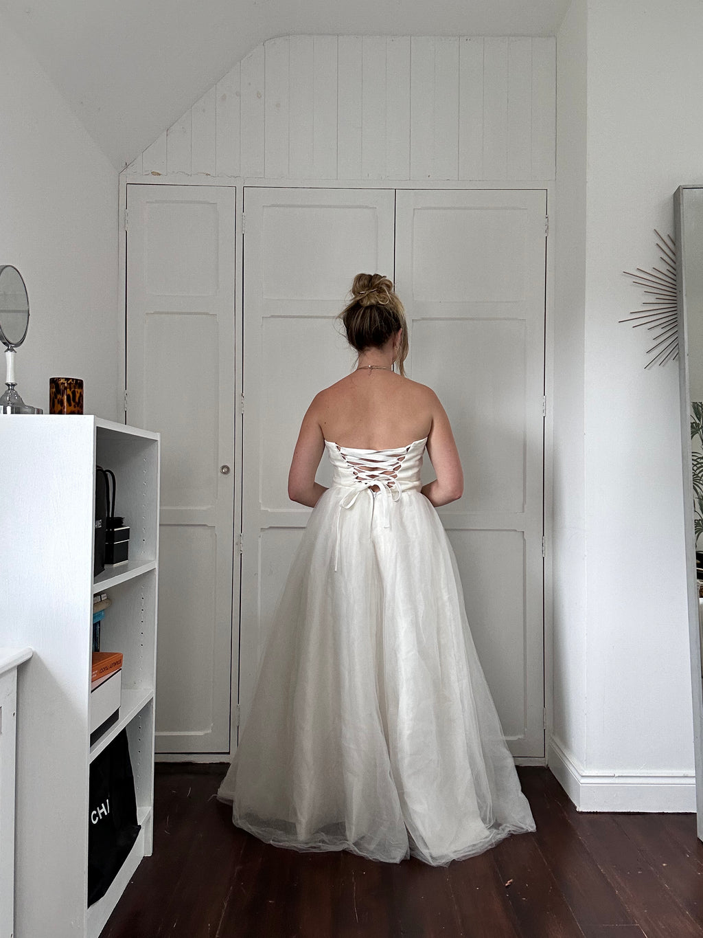 1980's Floral Strapless Wedding Dress Size 10